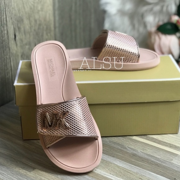 NWT Michael Kors Palmer Slide Net Mesh Rose Gold W - Picture 3 of 8